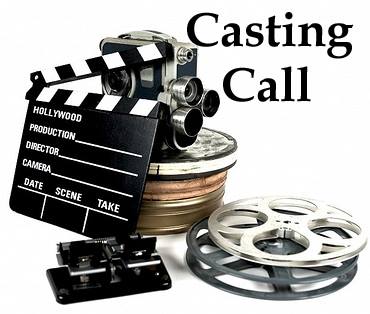 Image of film reels, camera and Hollywood clapperboard; text: Casting Call